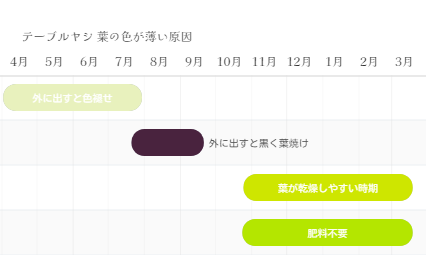 テーブルヤシ 葉の色が薄い原因